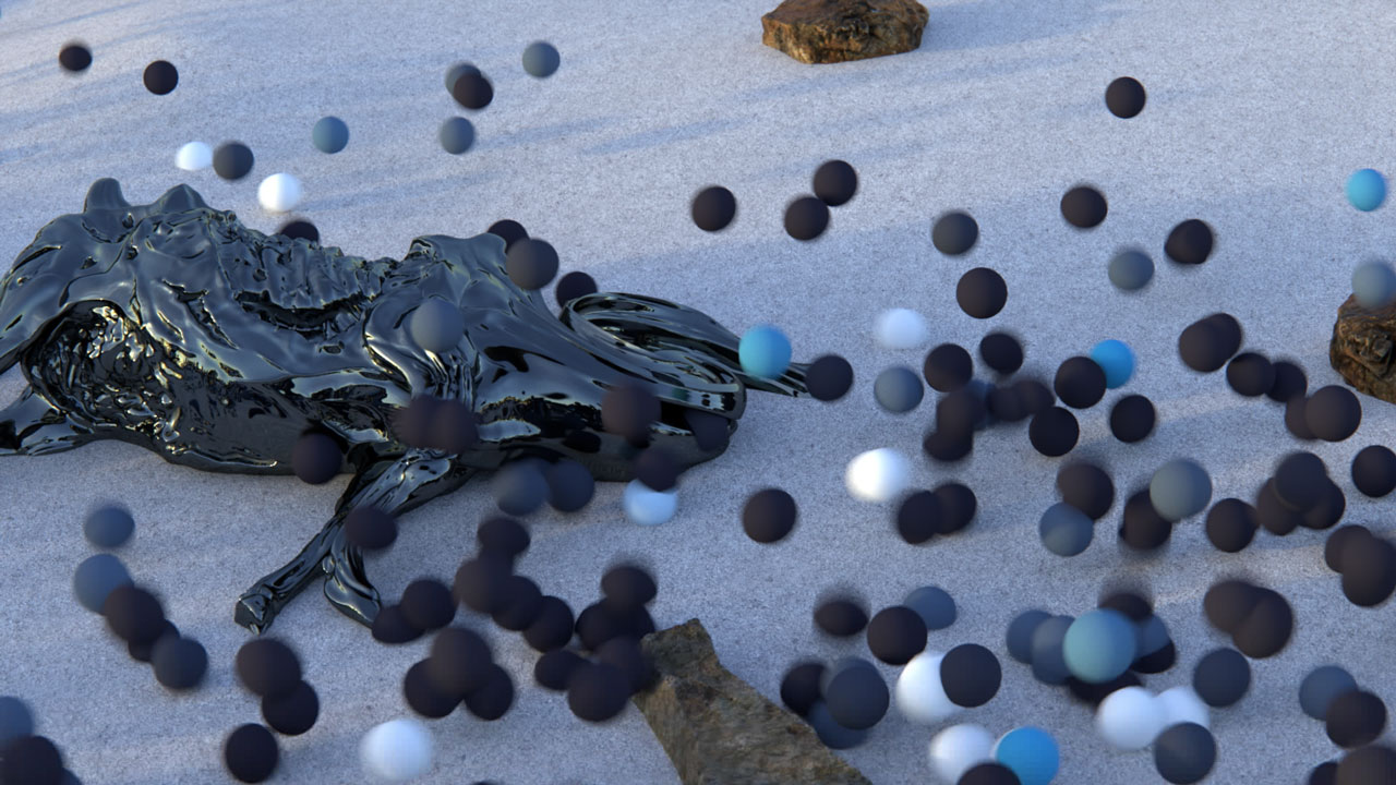 artificial intelligence art - dead cow sculpture on beach